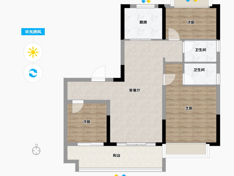 湖南省-长沙市-碧桂园·智慧城市-84.89-户型库-采光通风