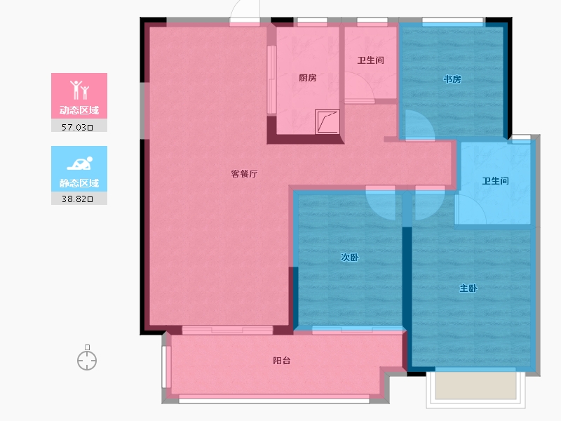 湖南省-长沙市-金色溪泉湾-85.61-户型库-动静分区