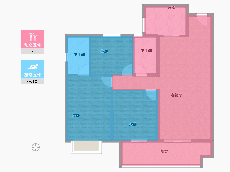 福建省-泉州市-​世茂摩天城-96.76-户型库-动静分区