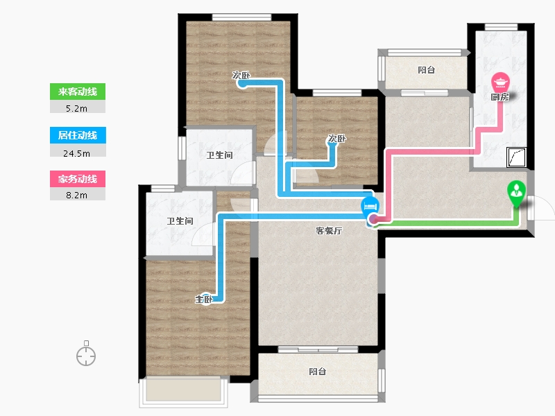 湖南省-长沙市-恒大揽湖苑-105.00-户型库-动静线