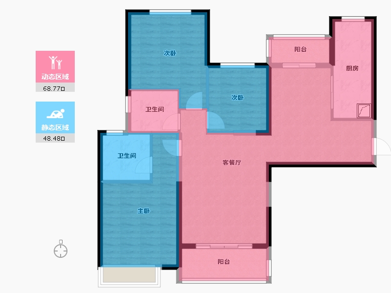 湖南省-长沙市-恒大揽湖苑-105.00-户型库-动静分区