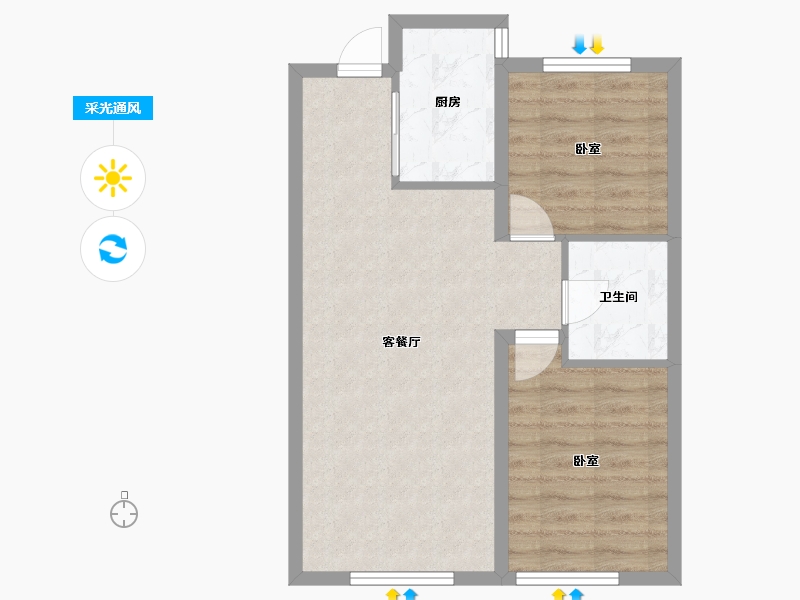 辽宁省-沈阳市-首开·国风尚城-57.38-户型库-采光通风