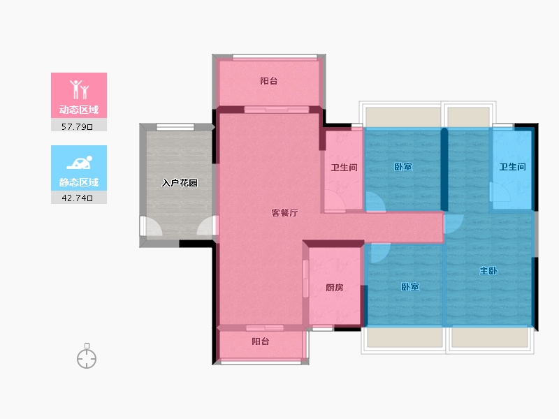 广东省-江门市-越秀·星汇名庭-100.09-户型库-动静分区