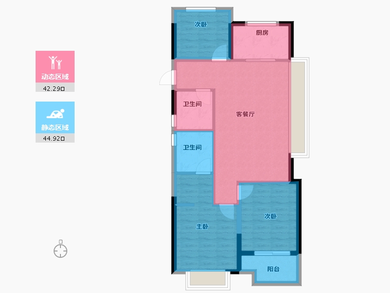 浙江省-宁波市-大唐·华是川·辰悦世家-78.44-户型库-动静分区