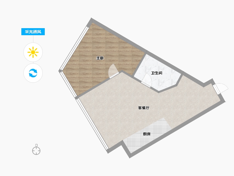 辽宁省-沈阳市-华府悦都-57.39-户型库-采光通风