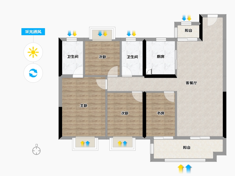 湖南省-长沙市-美的国宾府-97.23-户型库-采光通风