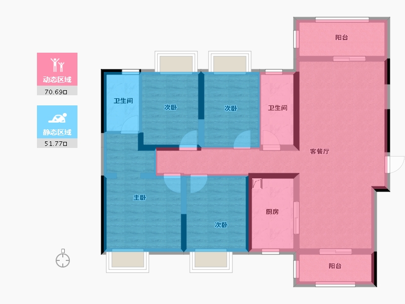 湖南省-长沙市-美的院子-108.53-户型库-动静分区