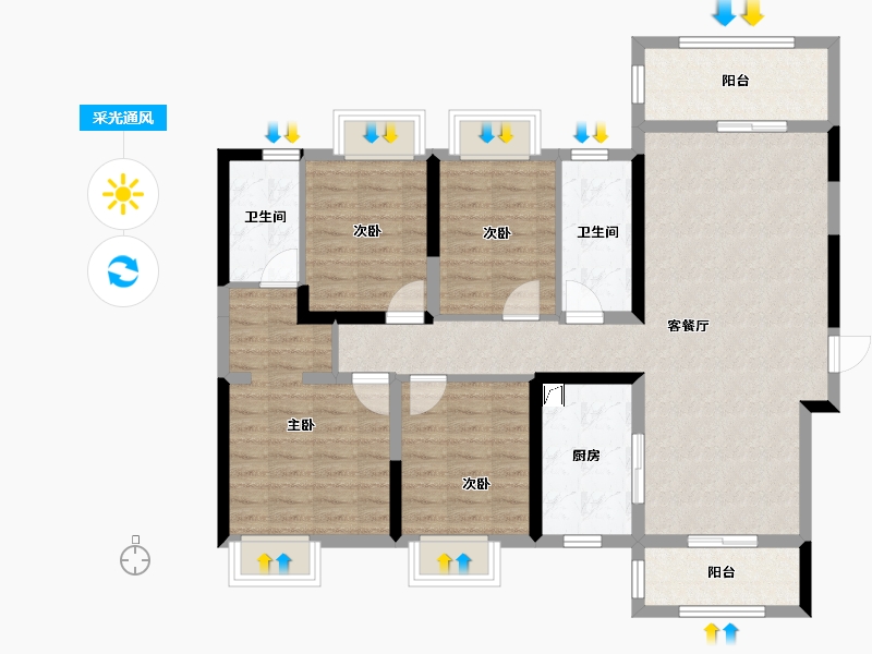 湖南省-长沙市-美的院子-108.53-户型库-采光通风