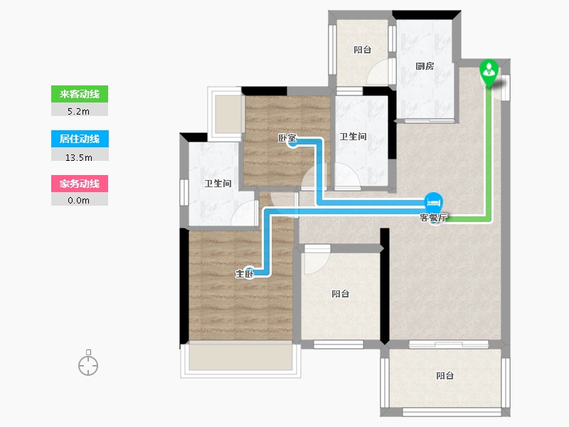 广东省-江门市-越秀·星汇名庭-70.40-户型库-动静线