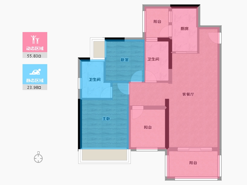 广东省-江门市-越秀·星汇名庭-70.40-户型库-动静分区