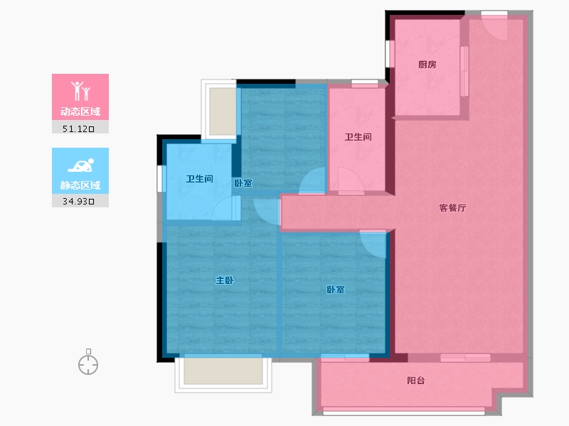 广东省-肇庆市-融创鼎湖府-76.70-户型库-动静分区