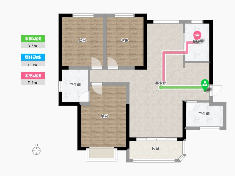 甘肃省-兰州市-长城嘉峪苑-95.17-户型库-动静线