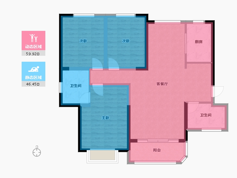 甘肃省-兰州市-长城嘉峪苑-95.17-户型库-动静分区