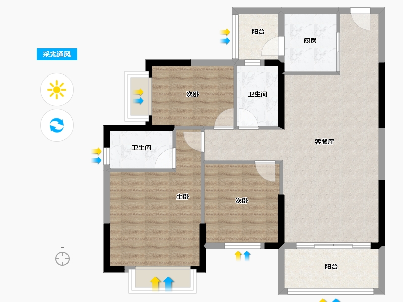 广东省-广州市-敏捷绿湖首府-89.86-户型库-采光通风