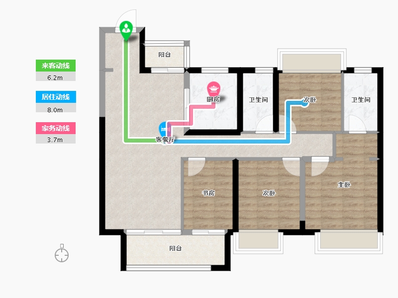 湖南省-长沙市-美的麓府-93.06-户型库-动静线