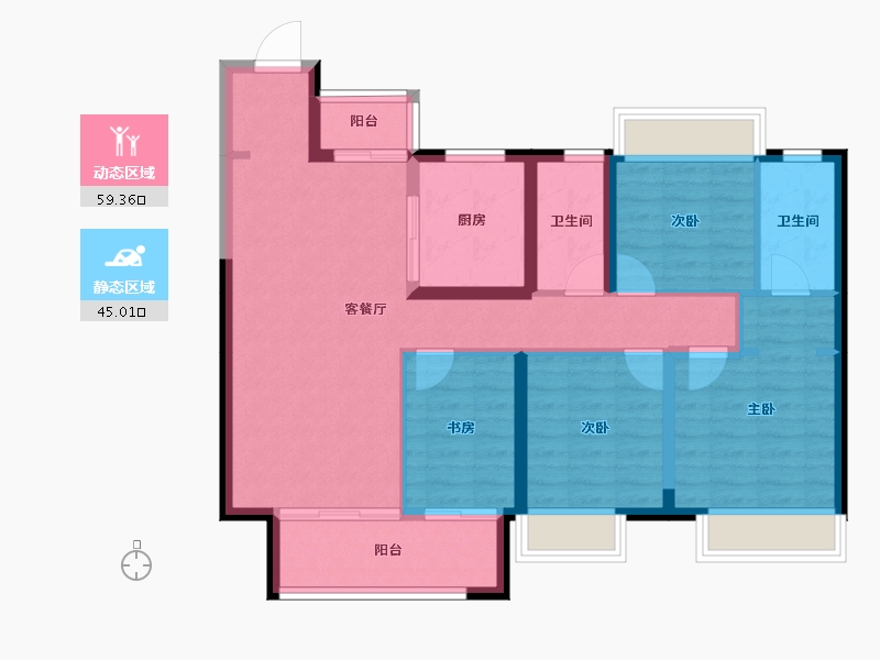 湖南省-长沙市-美的麓府-93.06-户型库-动静分区