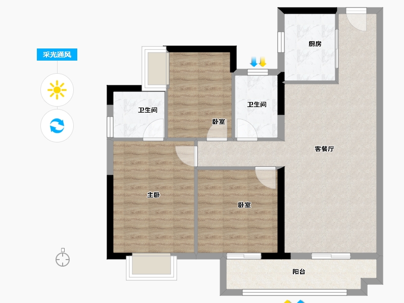 广东省-肇庆市-融创鼎湖府-85.90-户型库-采光通风