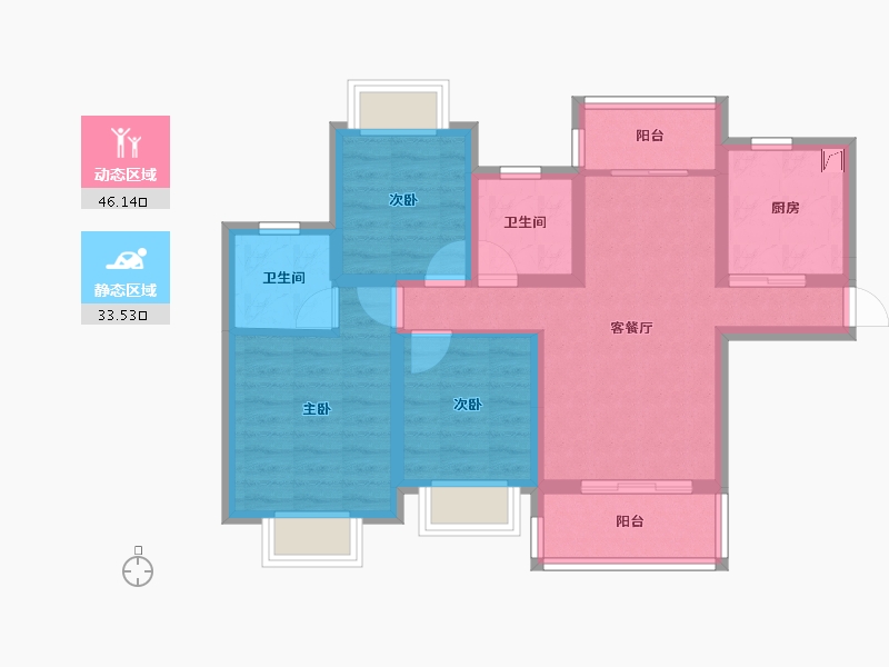 贵州省-贵阳市-贵阳恒大观山学府-69.31-户型库-动静分区