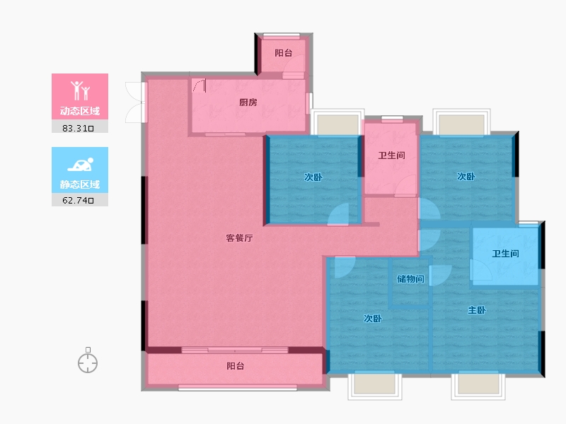 贵州省-贵阳市-佳源贵阳印象-132.10-户型库-动静分区