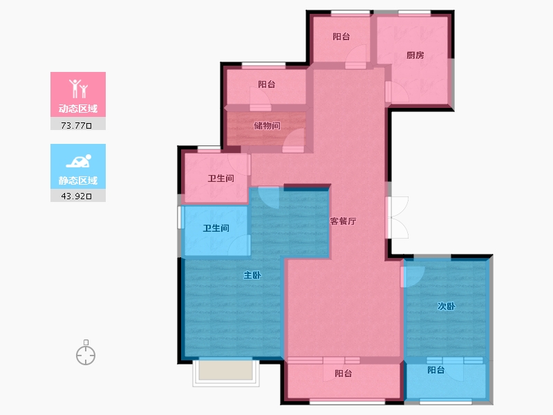 辽宁省-沈阳市-诺德阅香湖-103.64-户型库-动静分区