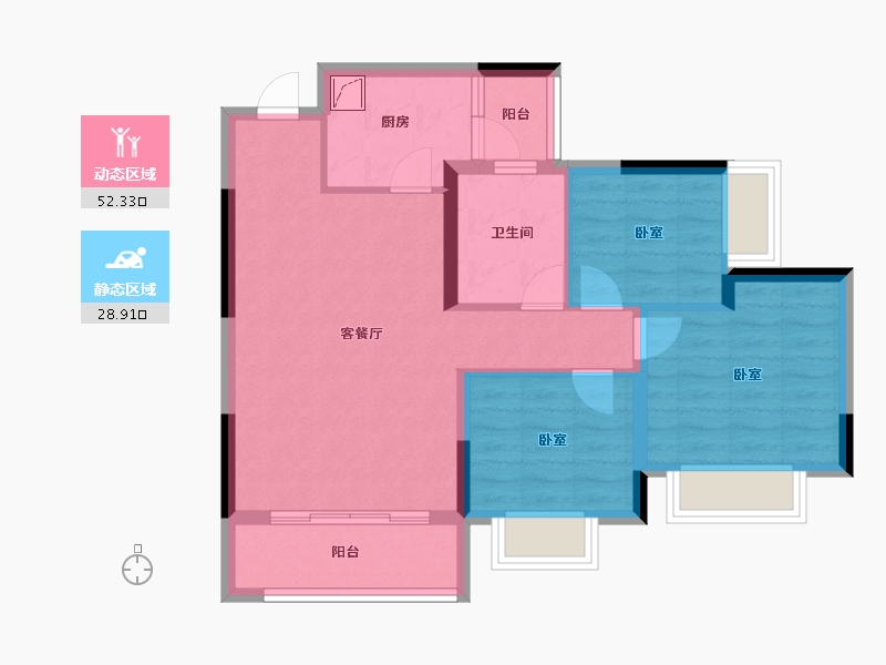 贵州省-贵阳市-贵阳恒大文化旅游城-72.01-户型库-动静分区