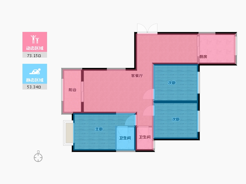 陕西省-西安市-陕煤集团小区-114.00-户型库-动静分区