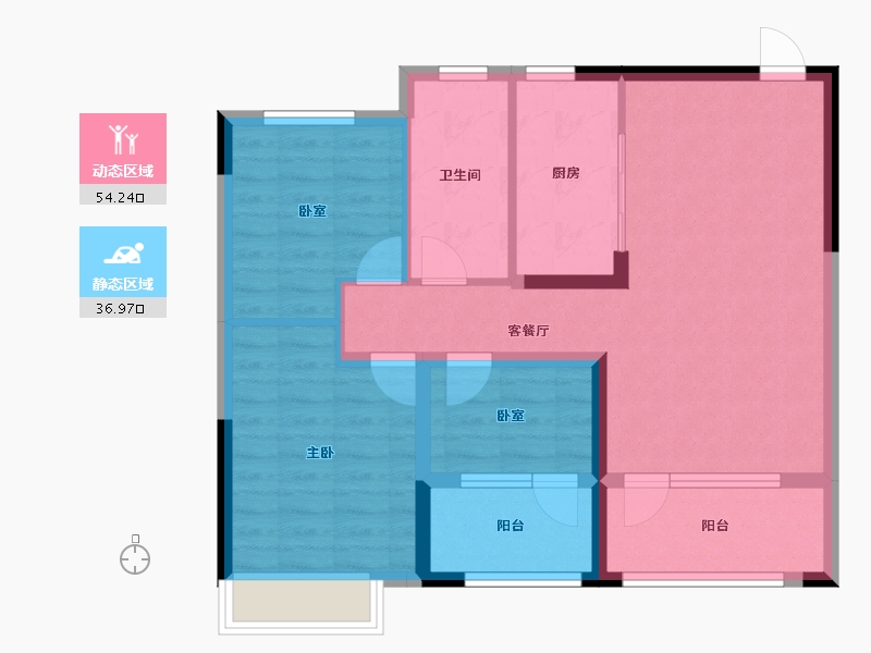 辽宁省-沈阳市-阳光城翡丽云邸-81.16-户型库-动静分区