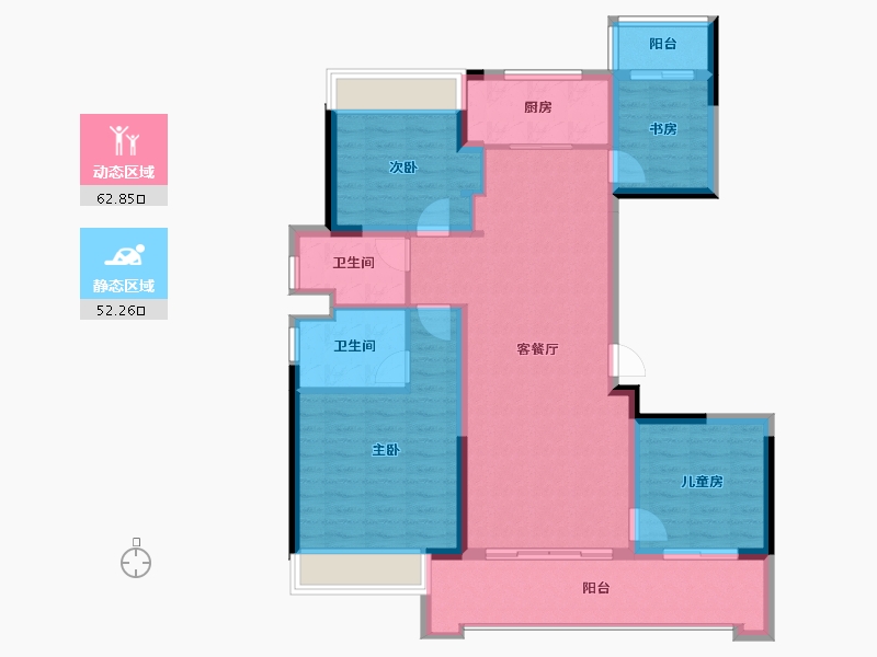 江苏省-常州市-书香世家花园-103.57-户型库-动静分区