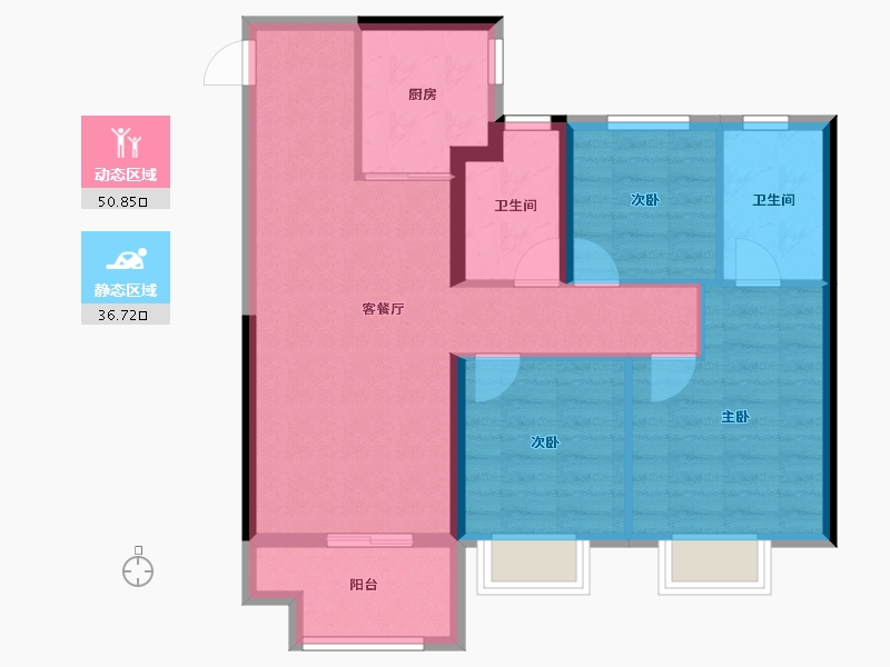 江苏省-镇江市-万科金域蓝湾-78.22-户型库-动静分区