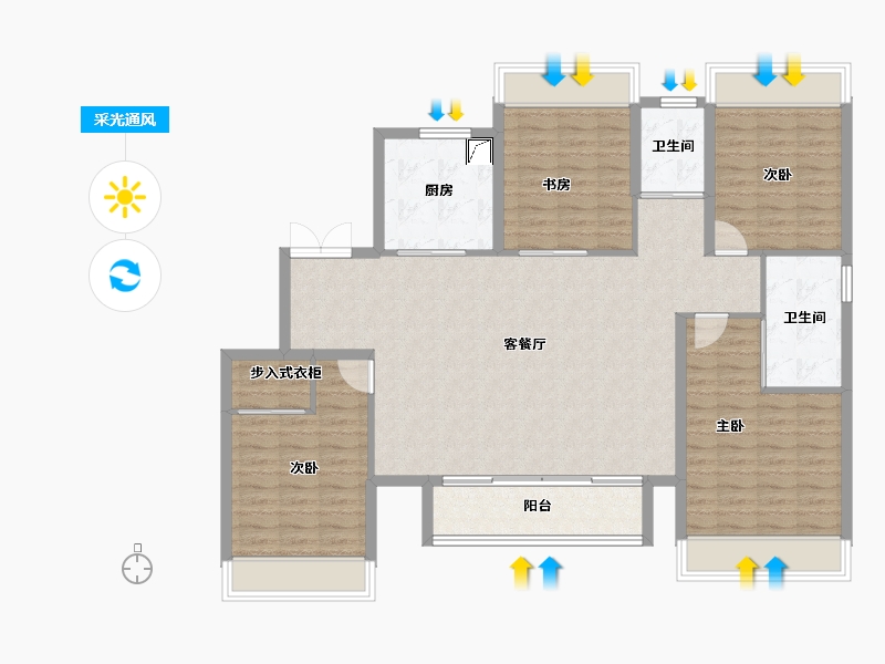 上海-上海市-鑫耀中城-124.23-户型库-采光通风