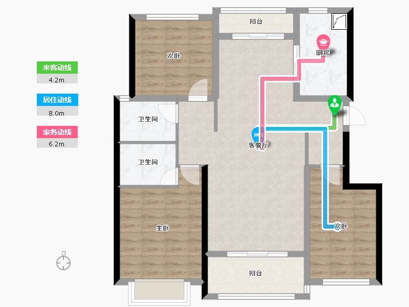 陕西省-渭南市-骏景园小区-110.00-户型库-动静线