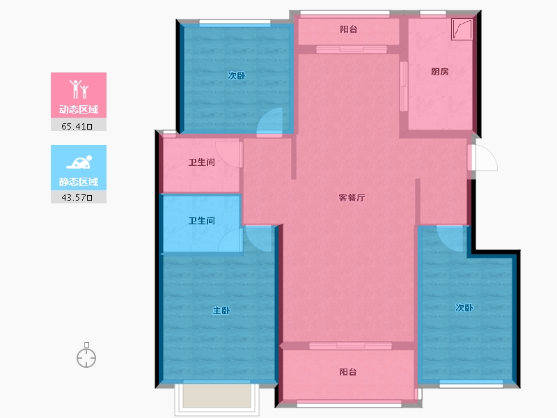 陕西省-渭南市-骏景园小区-110.00-户型库-动静分区