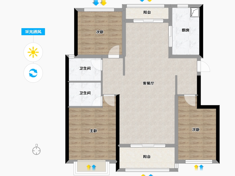 陕西省-渭南市-骏景园小区-110.00-户型库-采光通风