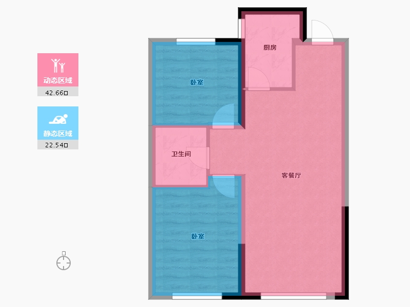 辽宁省-沈阳市-绿地新里罗斯福公馆-58.55-户型库-动静分区