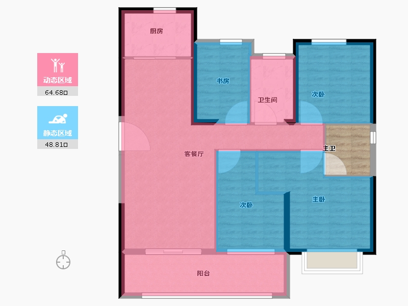 福建省-泉州市-中骏丽景府二期-107.02-户型库-动静分区