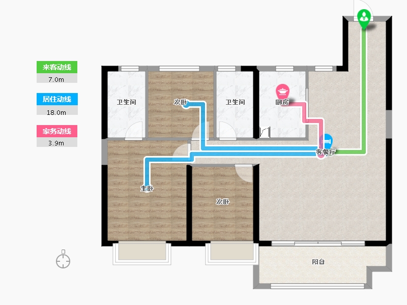 甘肃省-兰州市-安宁碧桂园-105.03-户型库-动静线