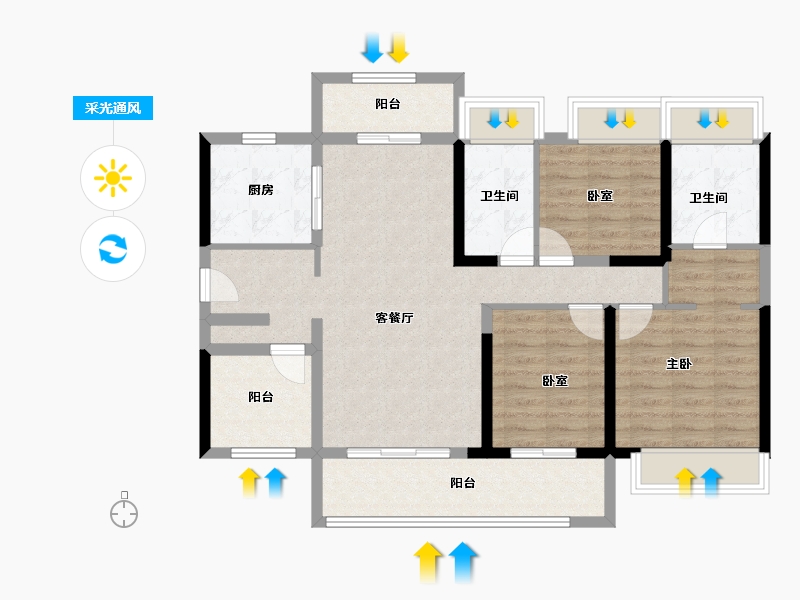 广东省-江门市-方圆旭辉天赋-97.41-户型库-采光通风