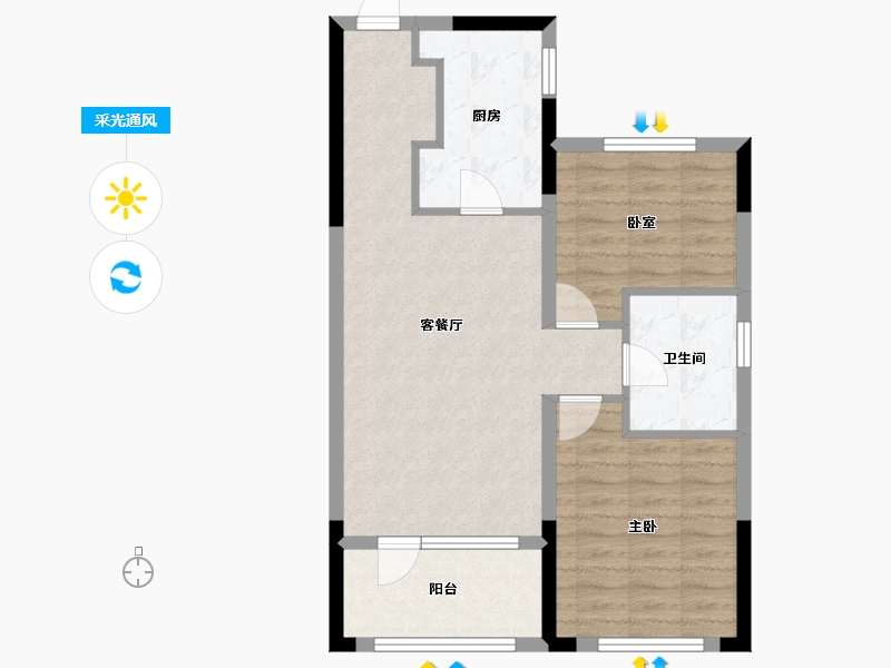 辽宁省-沈阳市-阳光城翡丽云邸-69.77-户型库-采光通风