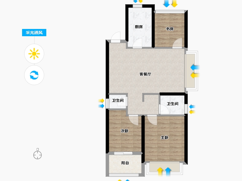 江苏省-苏州市-天誉名邸-68.80-户型库-采光通风