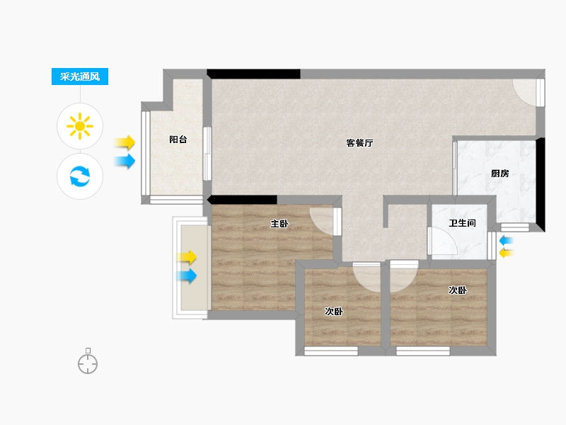 广东省-中山市-锦绣海湾城-60.94-户型库-采光通风