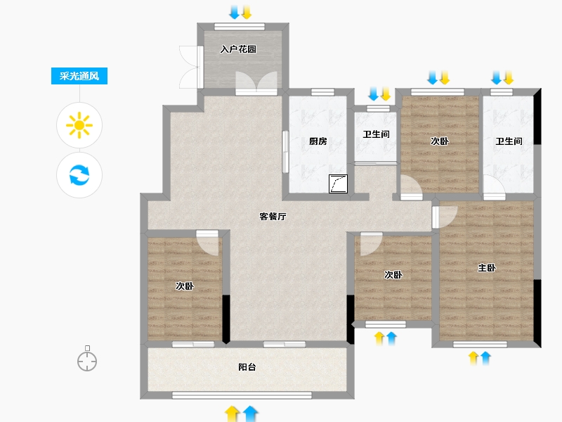 湖南省-长沙市-长房·宁都公馆-122.23-户型库-采光通风