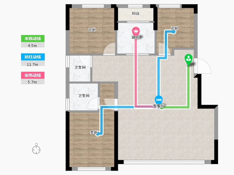 辽宁省-沈阳市-汇置公园City-85.56-户型库-动静线