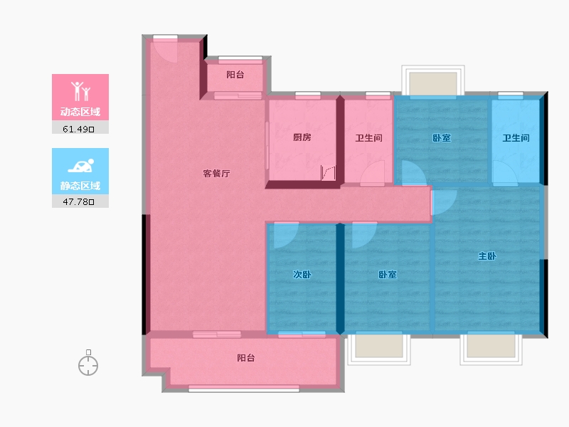 湖南省-长沙市-美的国宾府-98.16-户型库-动静分区