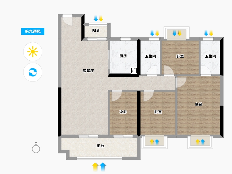 湖南省-长沙市-美的国宾府-98.16-户型库-采光通风