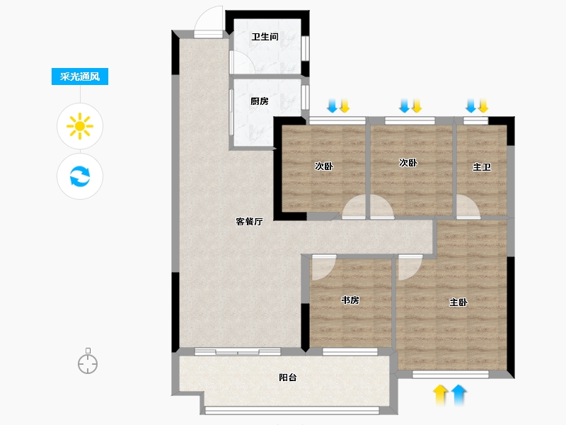 福建省-泉州市-晋江阳光城-92.00-户型库-采光通风