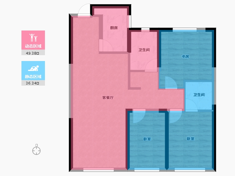 辽宁省-沈阳市-汇置尚岛-76.32-户型库-动静分区