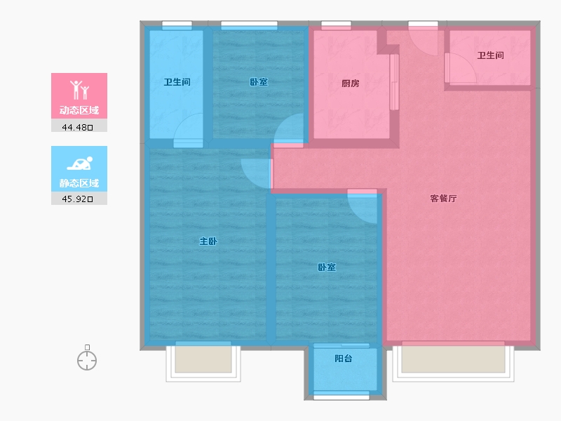 山东省-济南市-中骏柏景湾-80.03-户型库-动静分区