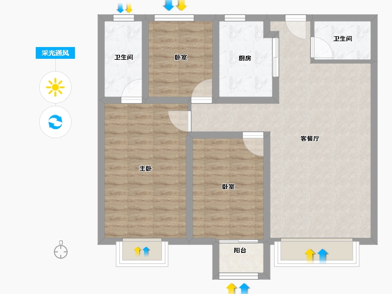 山东省-济南市-中骏柏景湾-80.03-户型库-采光通风