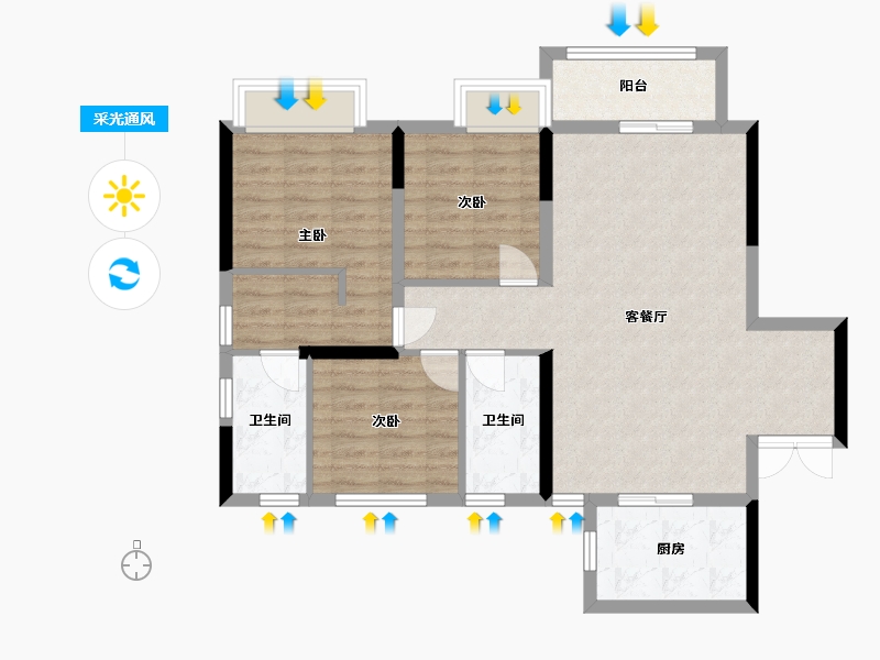 四川省-泸州市-三溪酒城中心-102.00-户型库-采光通风