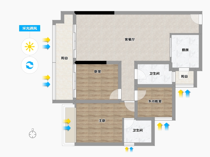 广东省-中山市-锦绣海湾城-84.00-户型库-采光通风